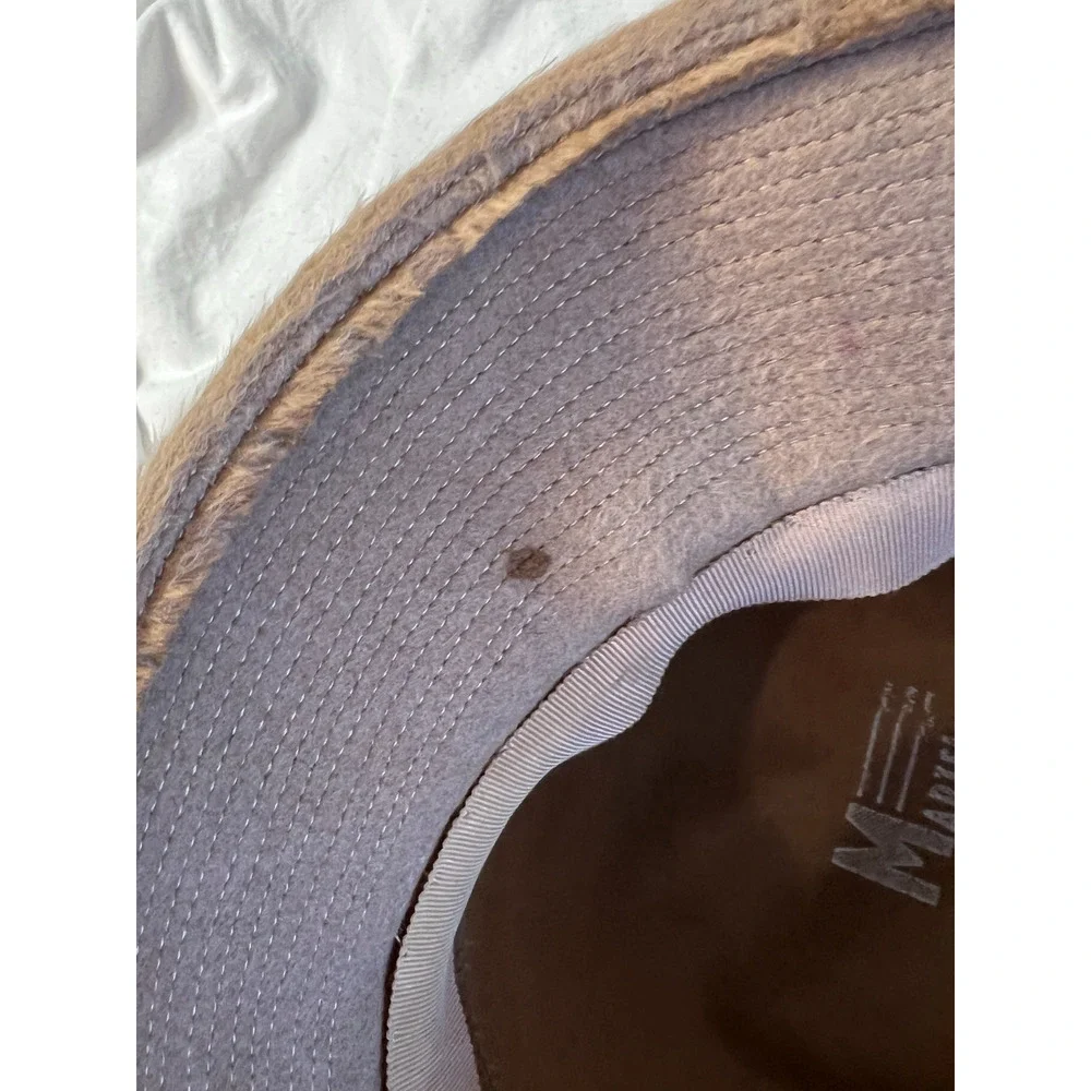 Martell Cloche Hat Bowler Hat Tan Faux Fur Mod Satin Sash Bow European Vintage